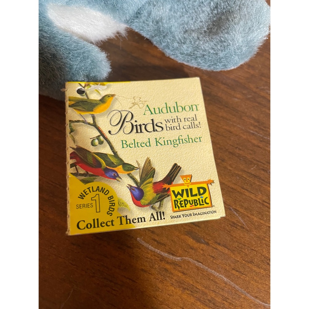 Wild Republic Audubon Birds Belted Kingfisher Plush with Sound Wetland Series 1 - Picture 2 of 4